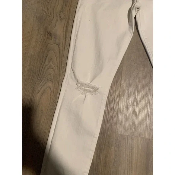 Little Miss Ankle Mother Jeans Looker Women's Size 26 White Cotton Distressed